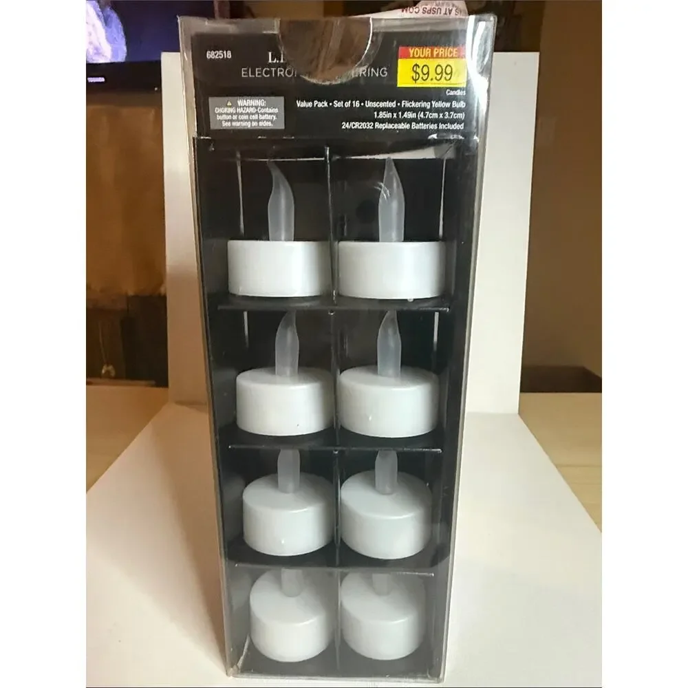 Battery-Operated LED Tea Candles - Pack of Flameless Flickering Yellow Bulb